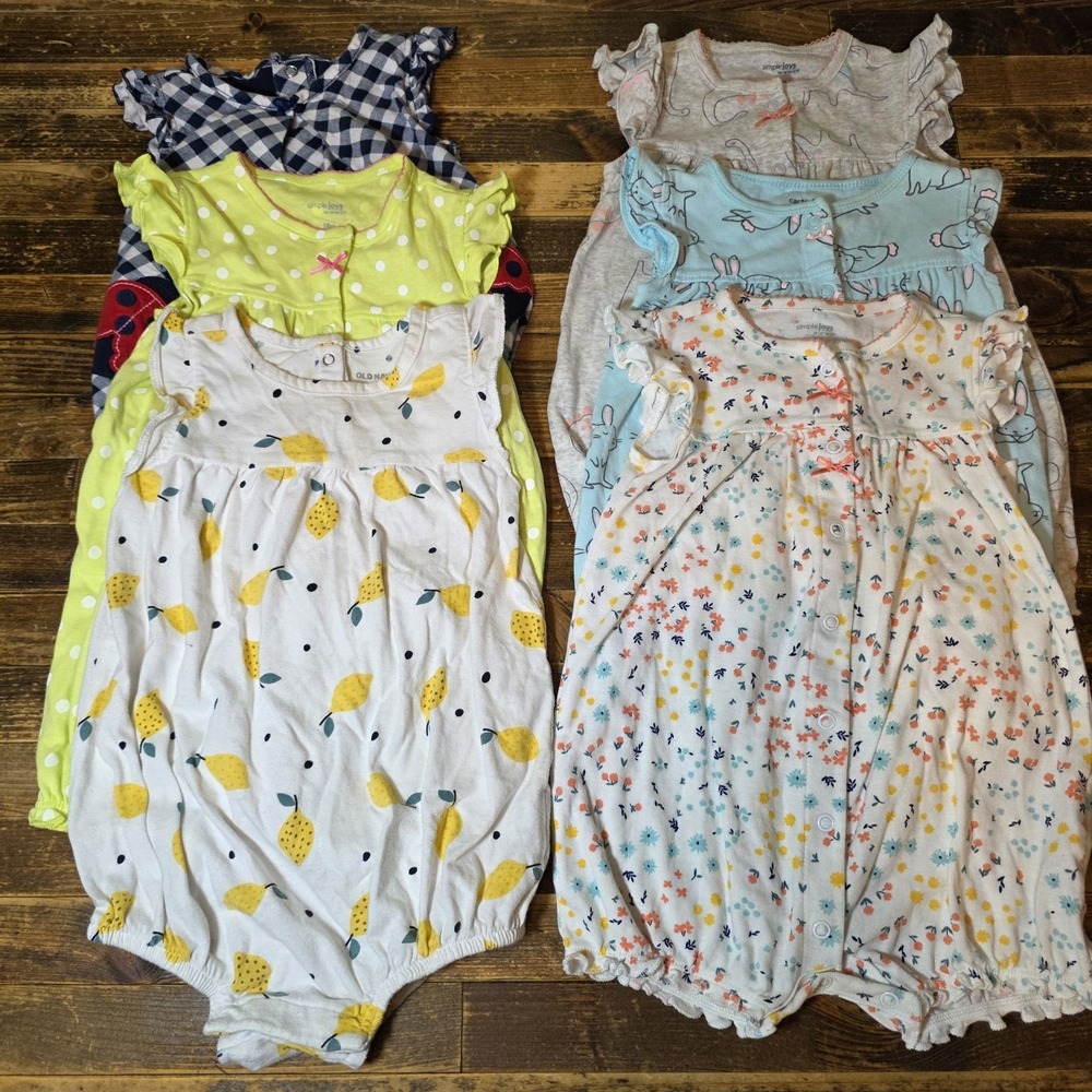 Baby Girl Size 18 Mo Lot Of 6 Rompers Jumpers Bubbles Cute Comfy Bundle